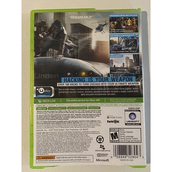 Watch Dogs -Signature Edition Microsoft Xbox 360 2014 Game Disc And Case - Picture 2 of 7